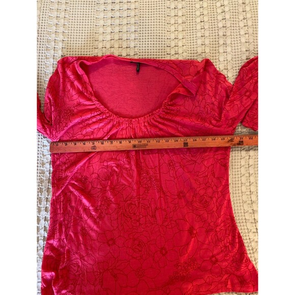 Daisy Fuentes Pullover Blouse Size PXL Top Orange Rounded Neckline + Stretch - Picture 8 of 10